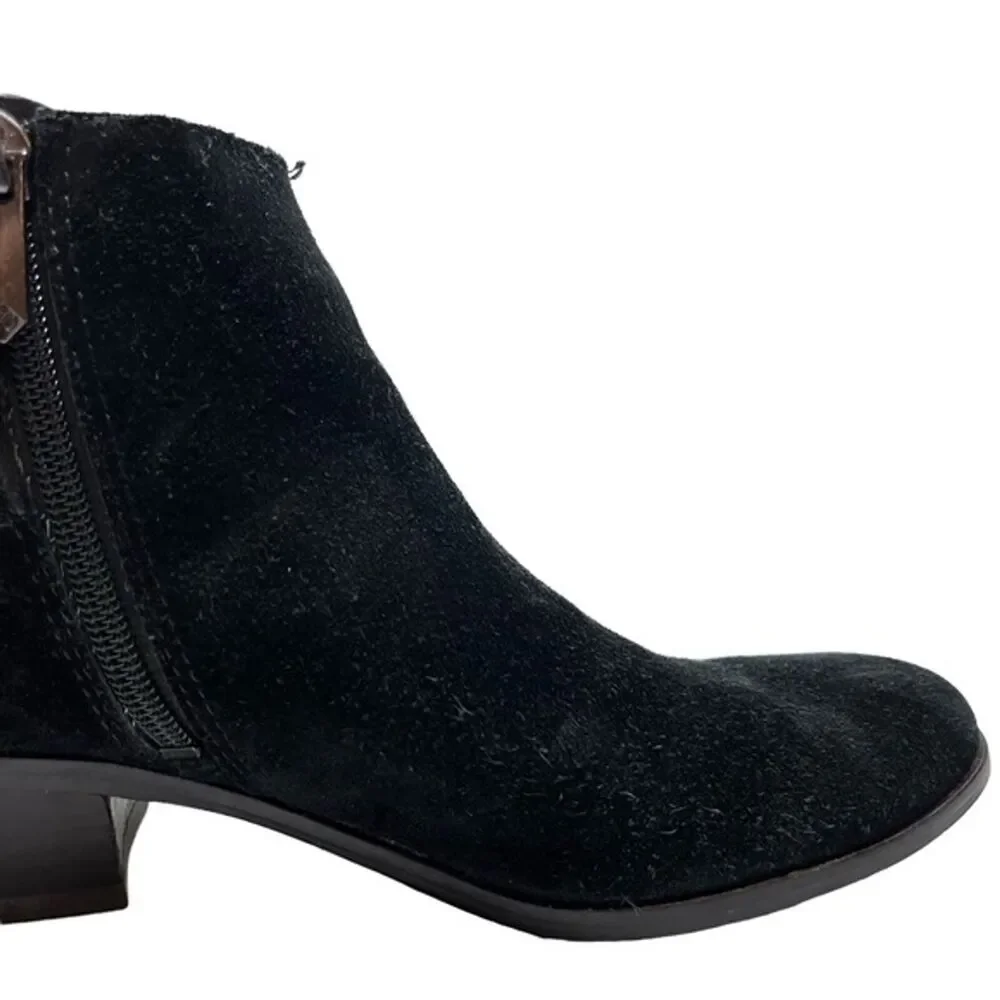 SAM EDELMAN PENROSE Black Ankle Booties Boots Buckles Gothic Leather Suede 6.5 - Picture 15 of 15